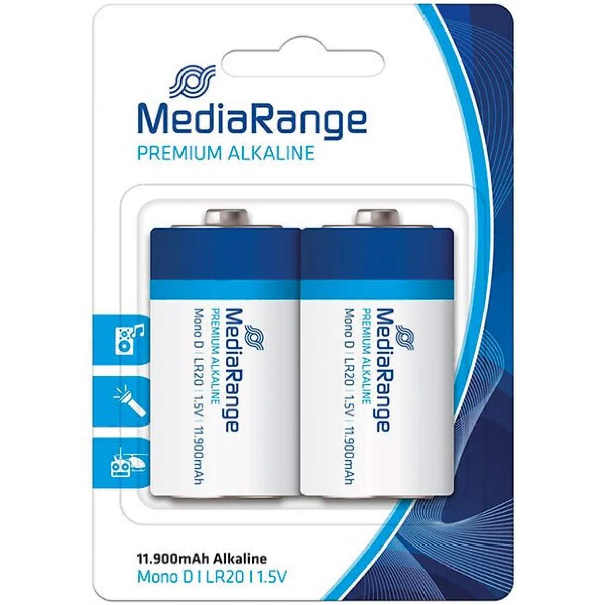 Pila LR20 alcalina MediaRange 220752 -blister 2 unit.-