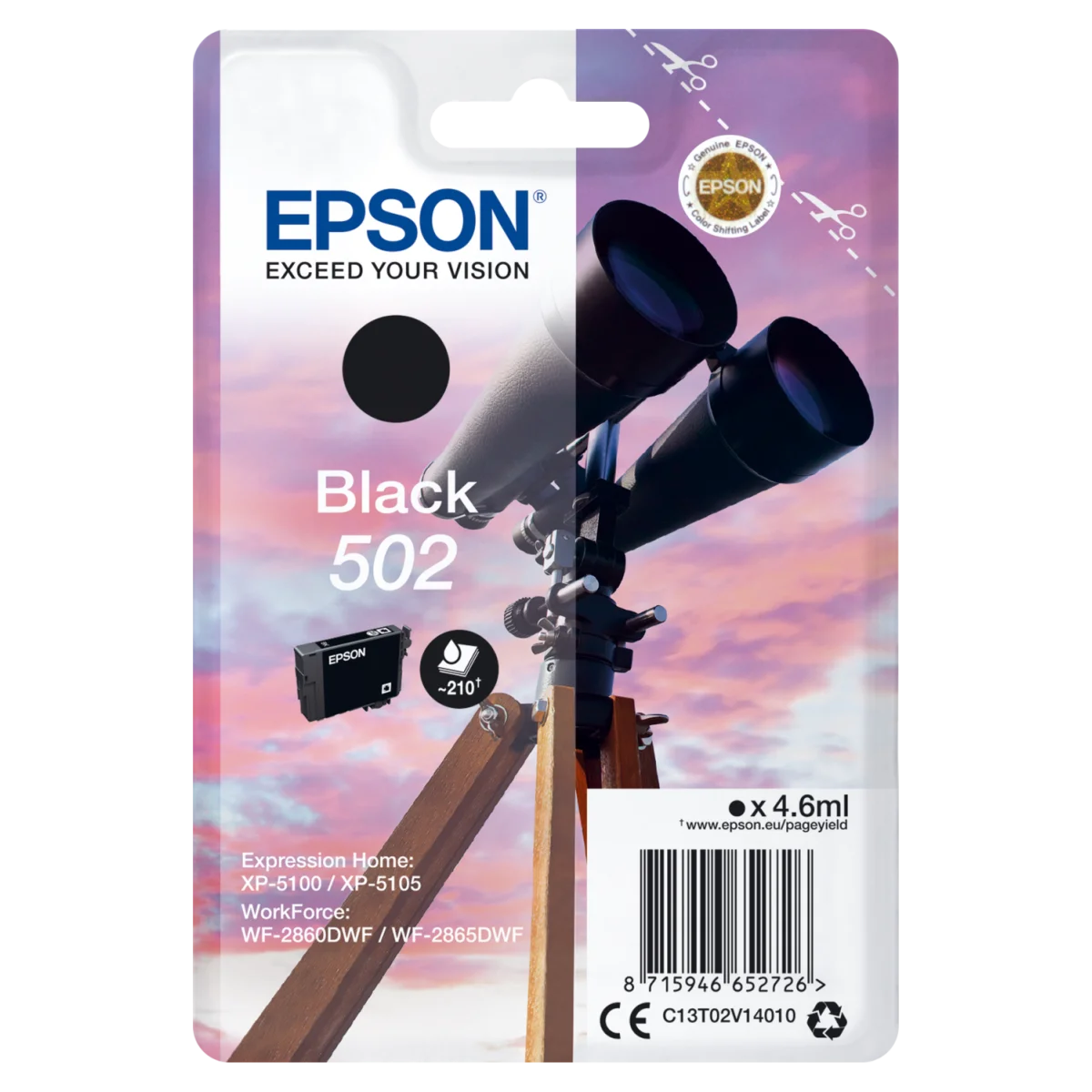 Cartutx tinta original Epson 502 negre C13T02V14010