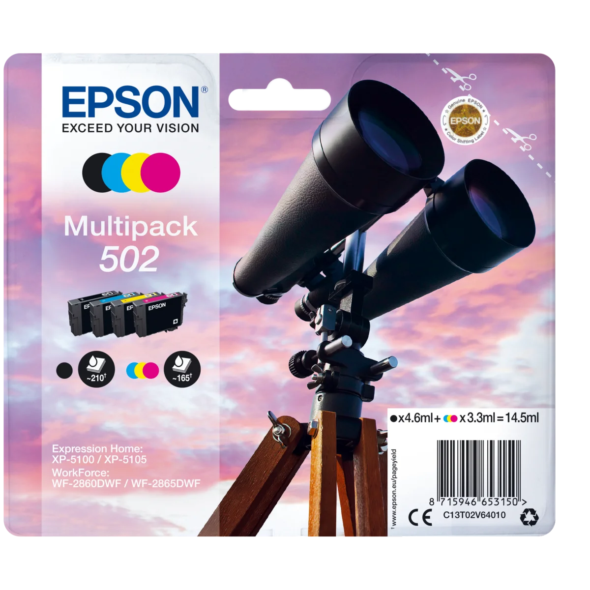 Cartutx tinta original Epson 502 4 colors C13T02V64010