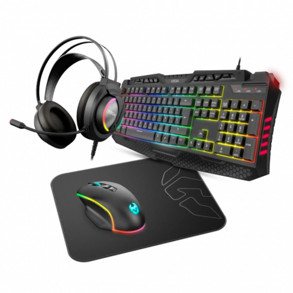 Teclat i mouse i auriculars RGB Krom Kritic