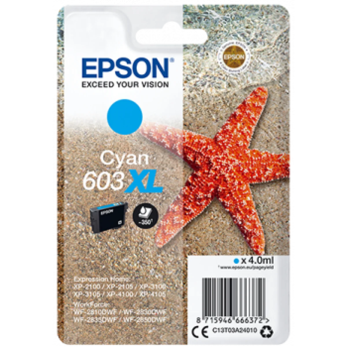 Cartutx tinta original Epson 603XL cian C13T03A24010
