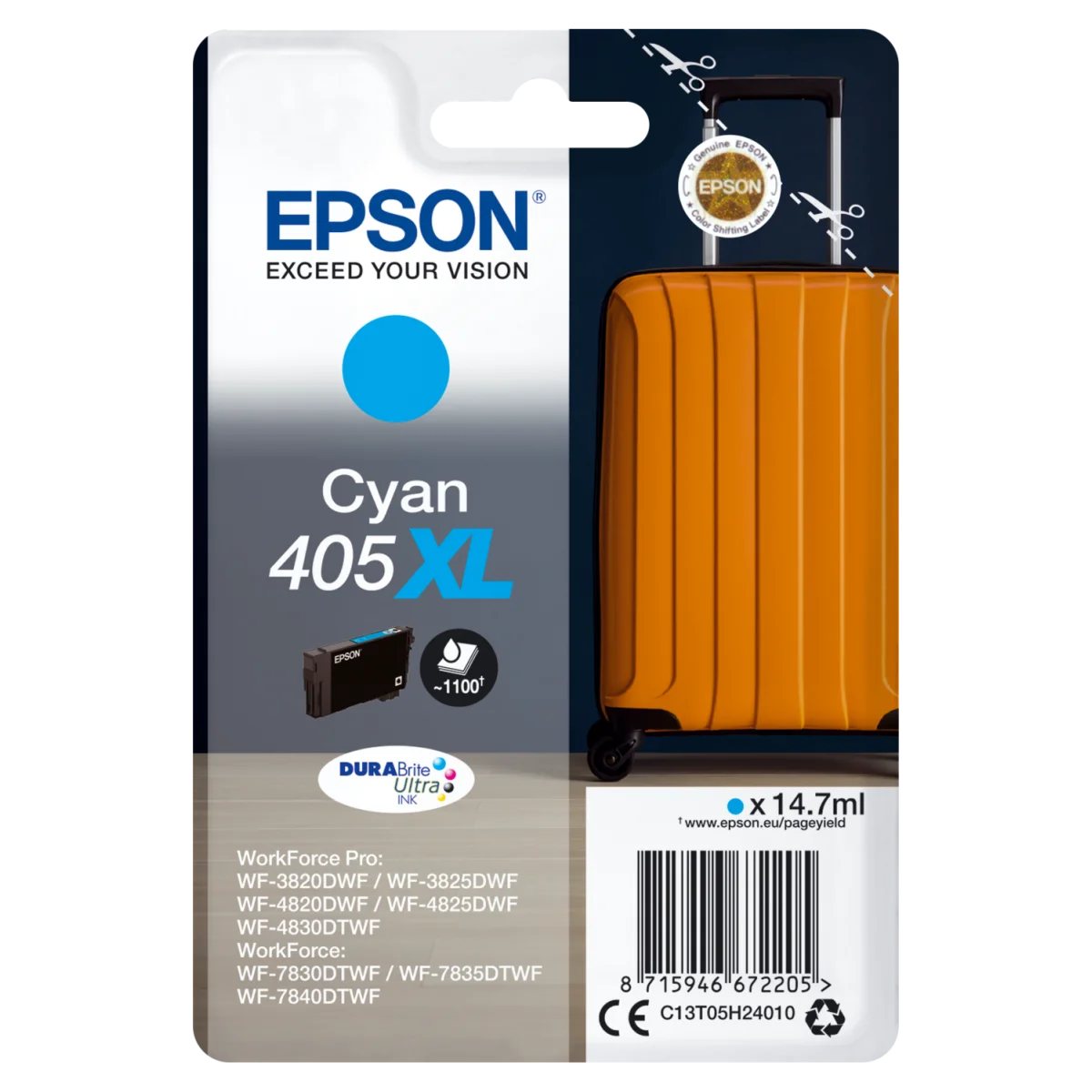 Cartutx tinta original Epson 405XL cian C13T05H24010