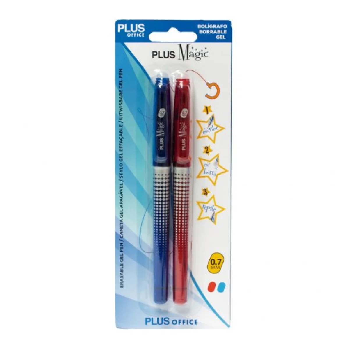 Bolígraf 0.7 mm borrable Plus Magic - blister blau + vermell- 080995