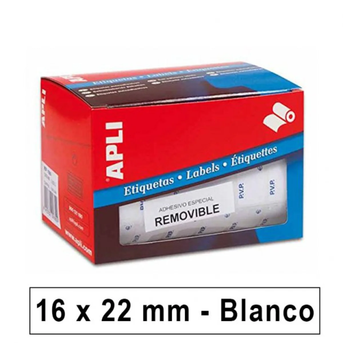 Etiquetes autoadhesives PVP 16x22 rotllo Apli 10087