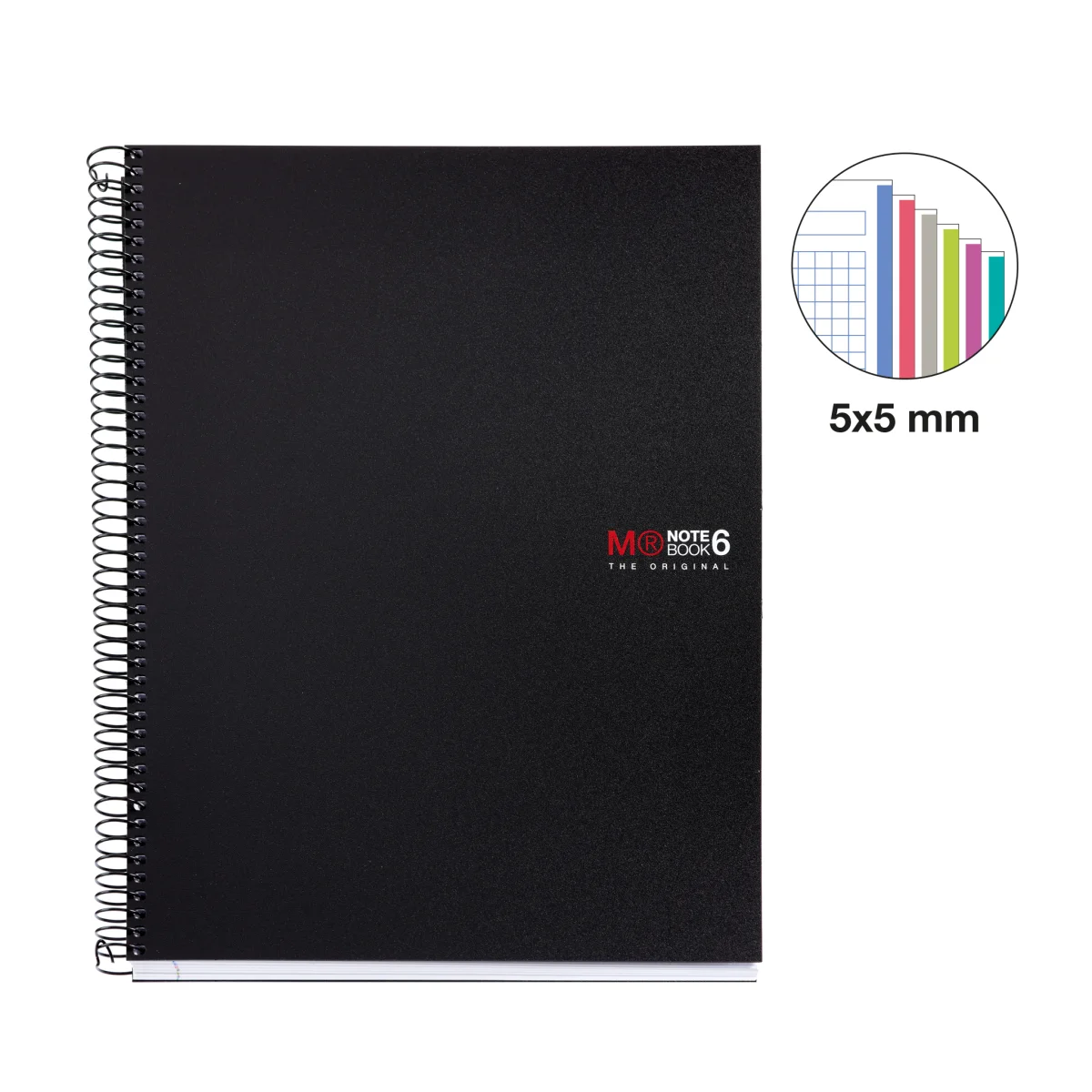 Llibreta esp 150f 70g PP negre A4 6 col MR2824