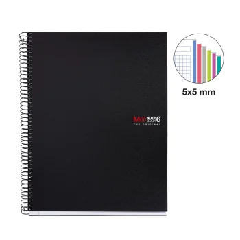Llibreta esp 150f 70g PP negre A4 6 col MR2824