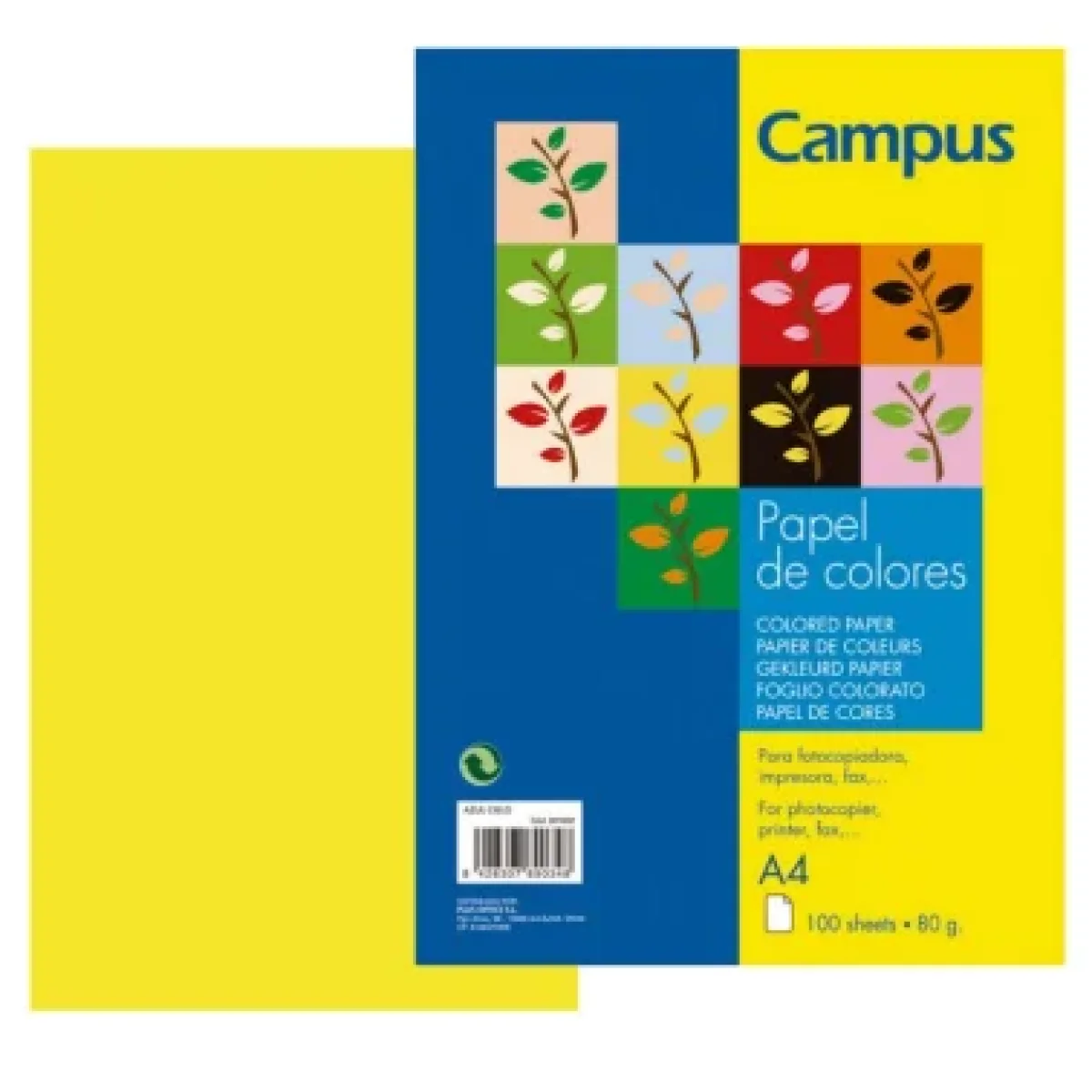 Paper Din A4 80g groc Campus 001160 -100 fulls-