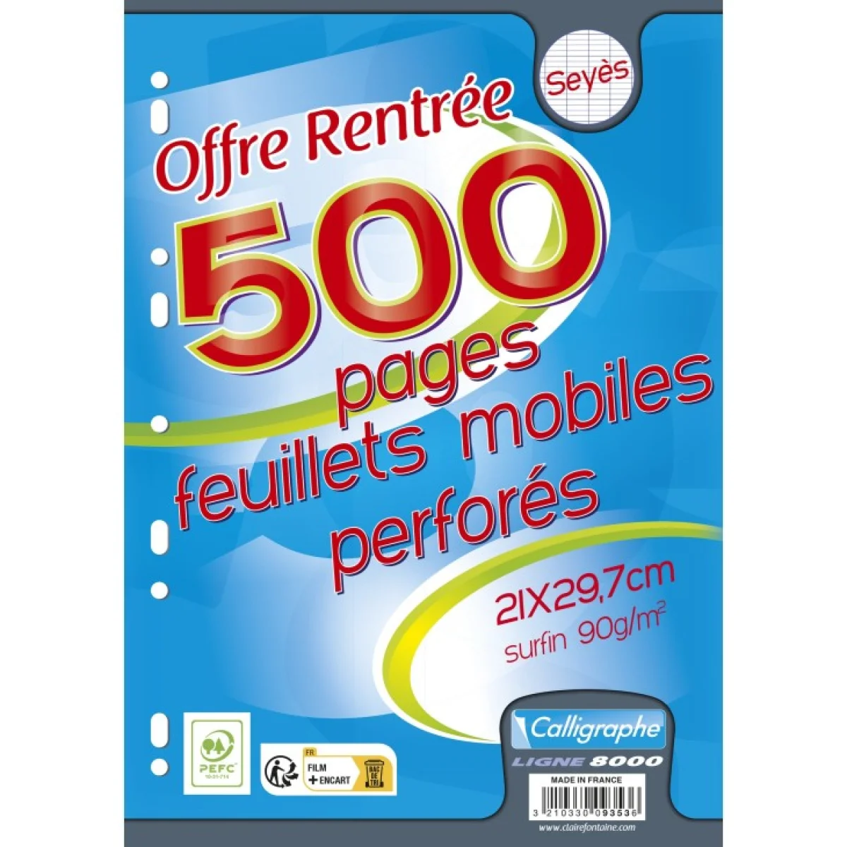 Fulls A4 seyes blanc 90g Calligraphe -p 500-