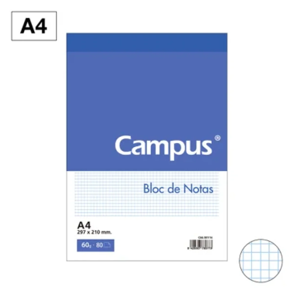 Bloc perforat 80 fulls 60g cdla. 4mm A4 Campus 001116
