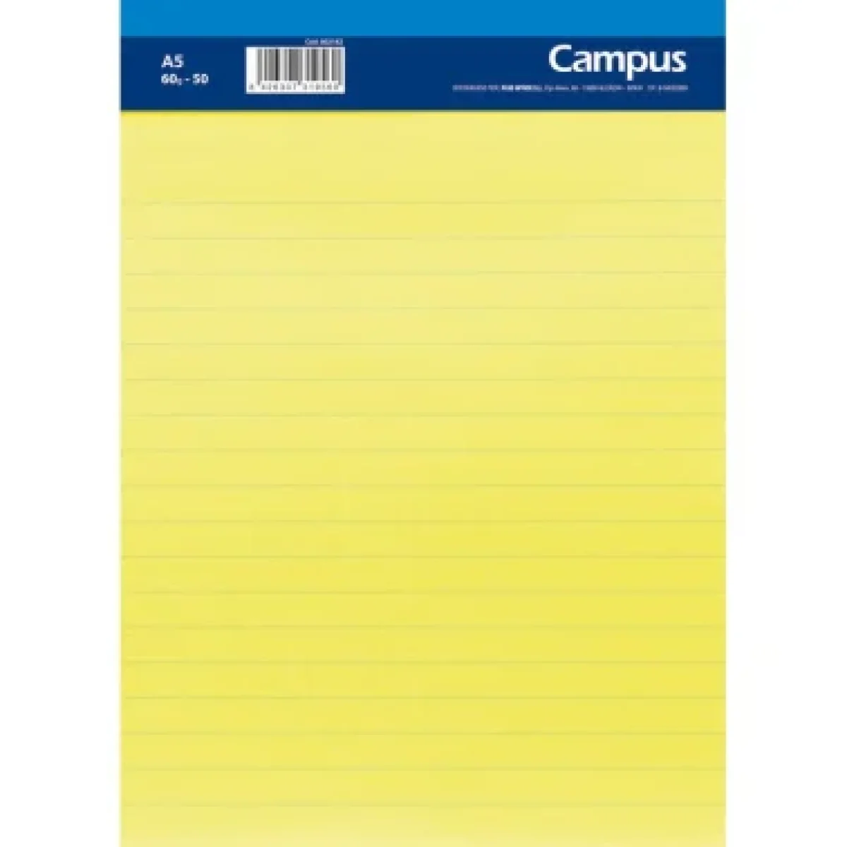 Bloc perforat 50 fulls 60g groc ratlla A5 sense tapa Campus 002182