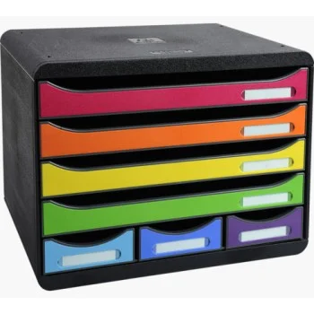 Mòdul 3+3 calaixos negre/colors Exacompta 306798D
