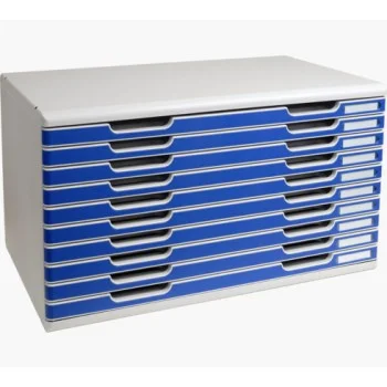Mòdul 10 calaixos A3 gris/blau Exacompta 324003D