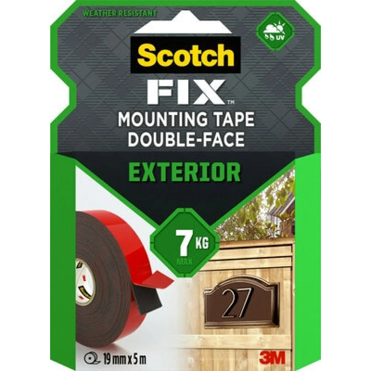 Cinta adhesiva d/cara 19x1,5 superresist. exterior 7 kg Scotch