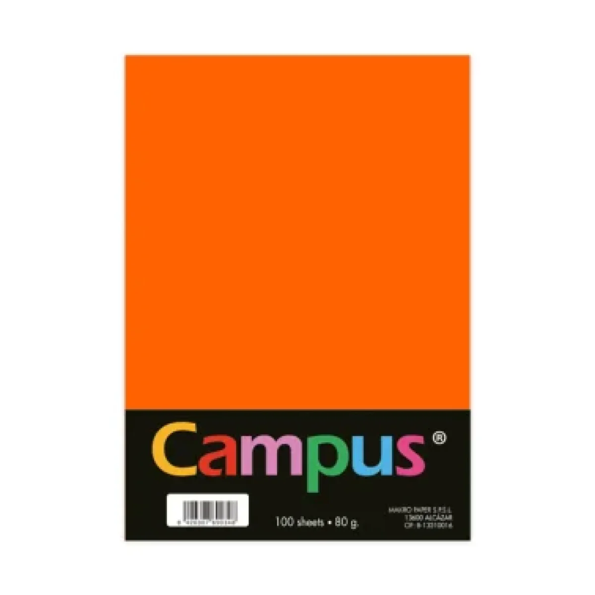Paper Din A4 80g taronja fluo Campus 002892 -100 fulls-