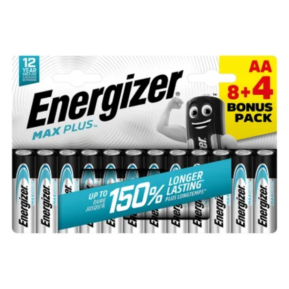 Pila LR06 (AA) Energizer Max Plus -paquet 8+4-