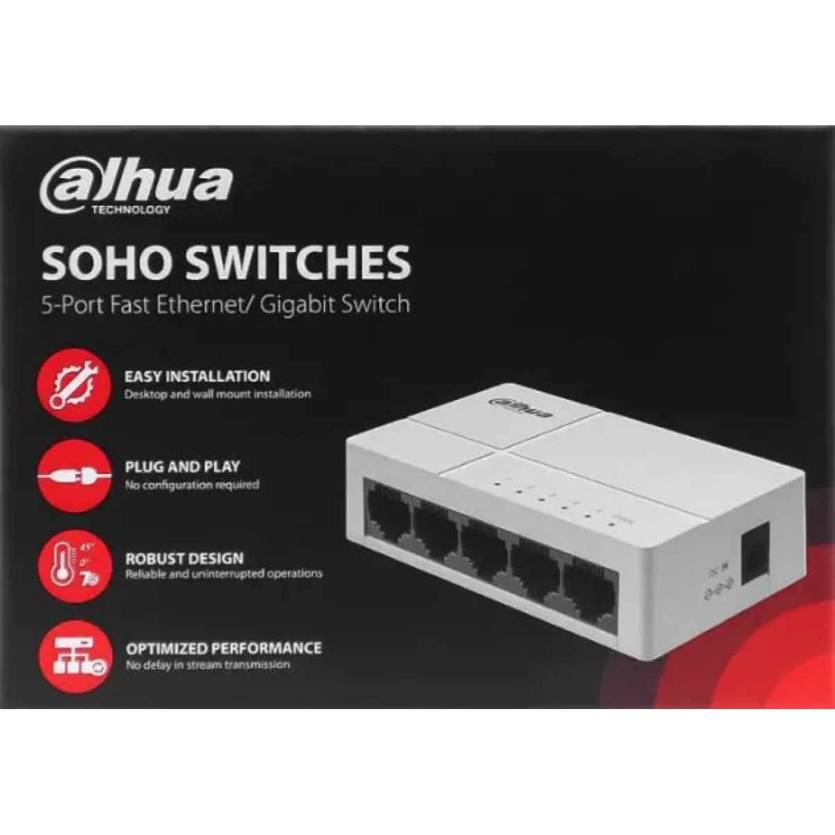 Switch 5 ports 10/100 Dahua DH-PFS3005-5ET-L
