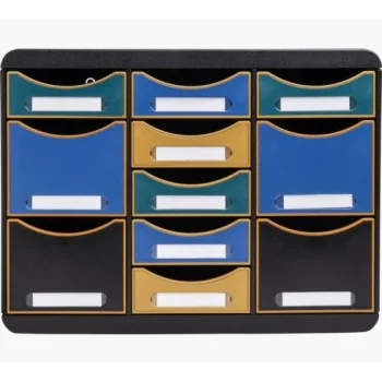 Mòdul 11 calaixos negre frontal colors Neo Deco 313505D Exacompta