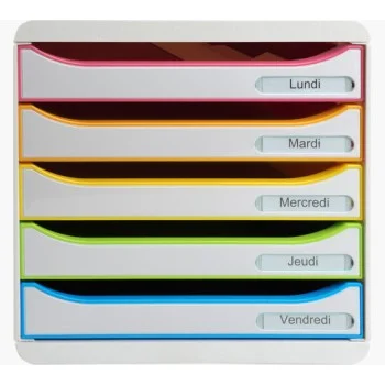 Mòdul 5 calaixos blanc frontal colors Office 309913D Exacompta