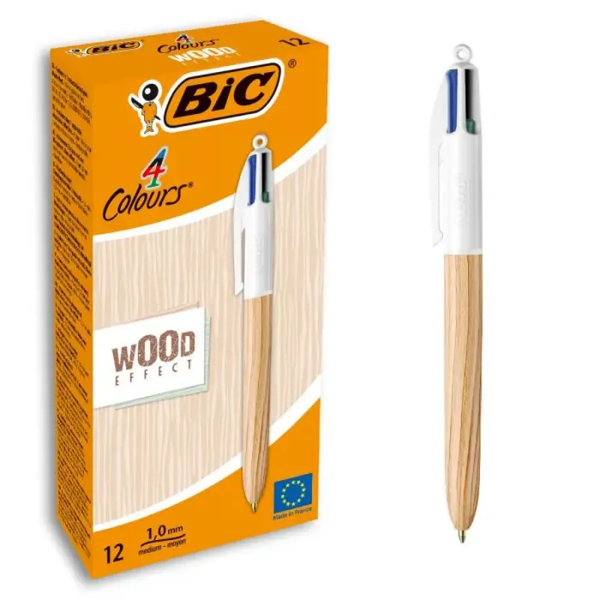 Bolígraf 4 colors Blau, Negre, Vermell, Verd  Bic Wood