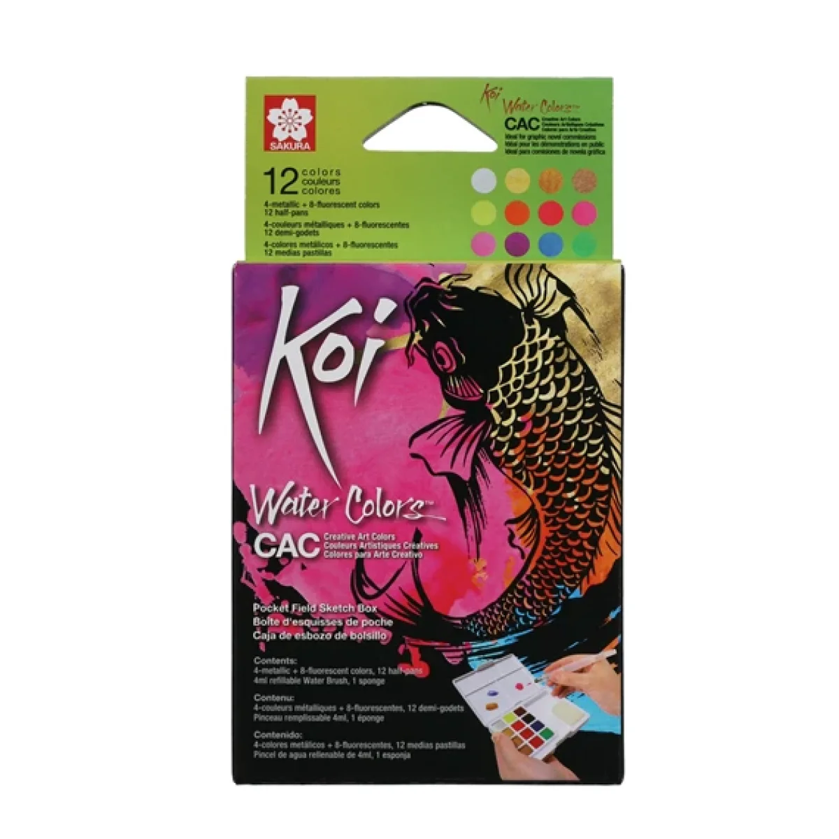 Estoig per aquarel·la 12 Talens Koi XNCW12MH