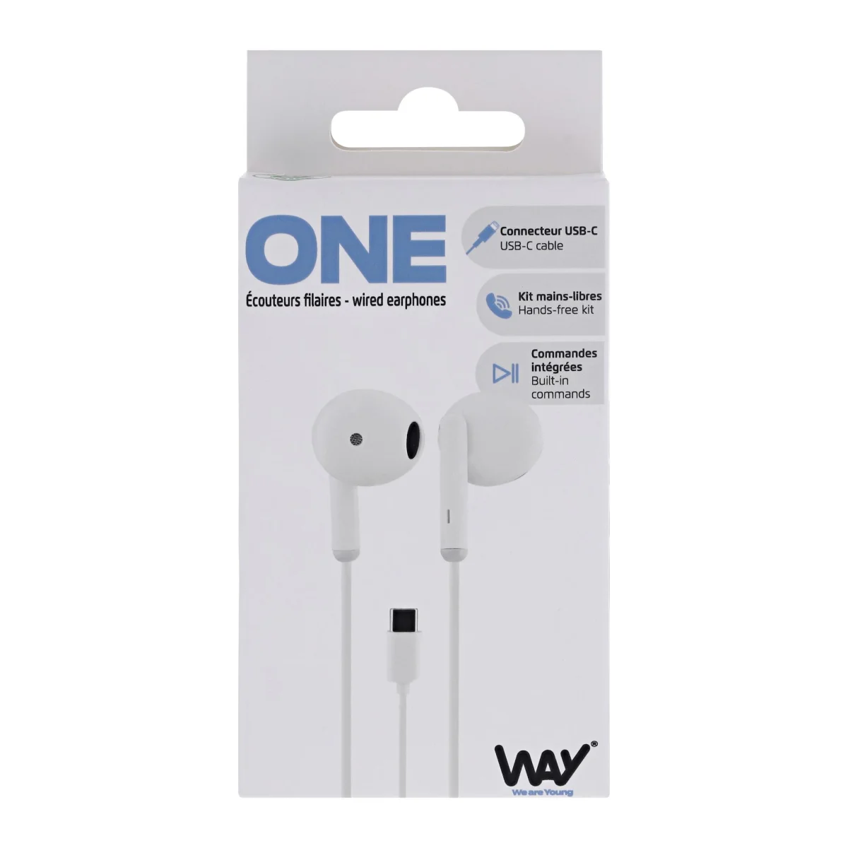 Auriculars amb cable USB-C blanc Way WESTYPECWH