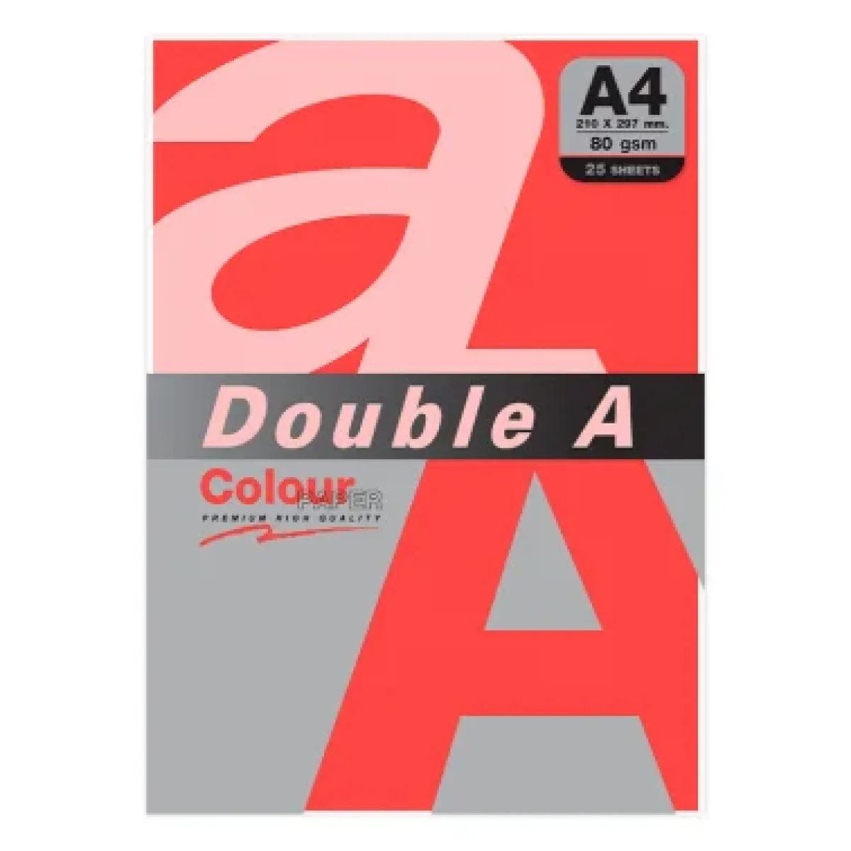 Paper Din A4 80g vermell Double A  003212 -paquet 25 fulls-