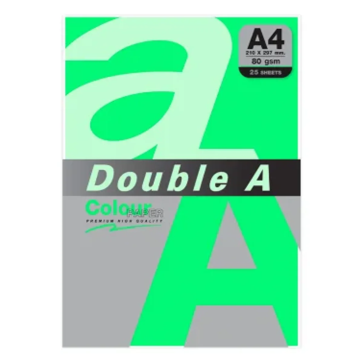 Paper Din A4 80g verd lloro Double A  003213 -paquet 25 fulls-