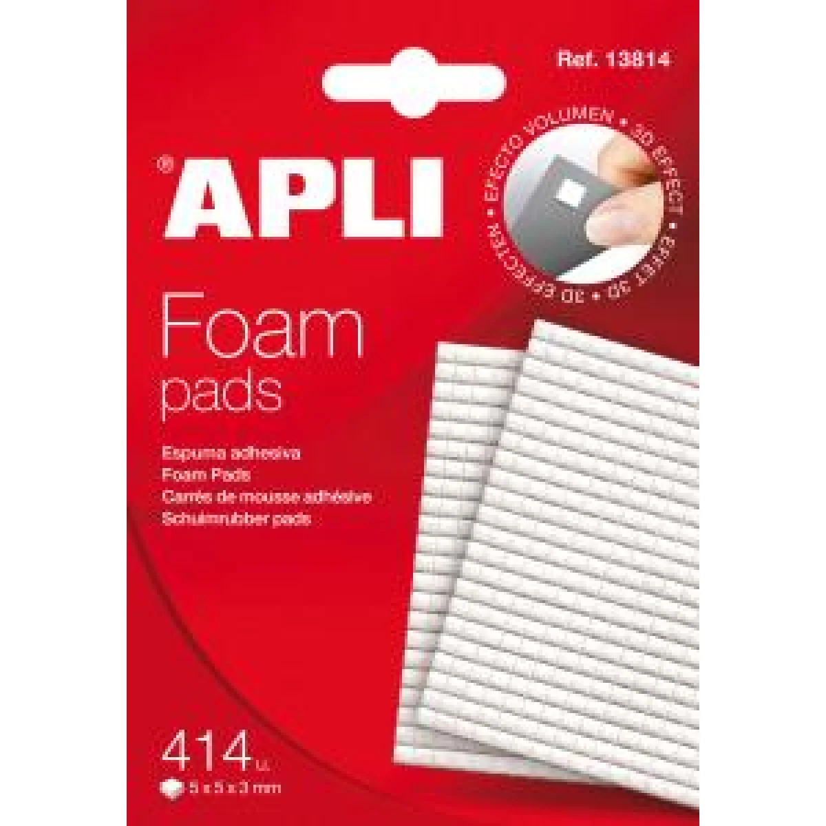 Adhesiu d'escuma 3D pretallat 5x5x3 mm Apli 13814 -414 u-
