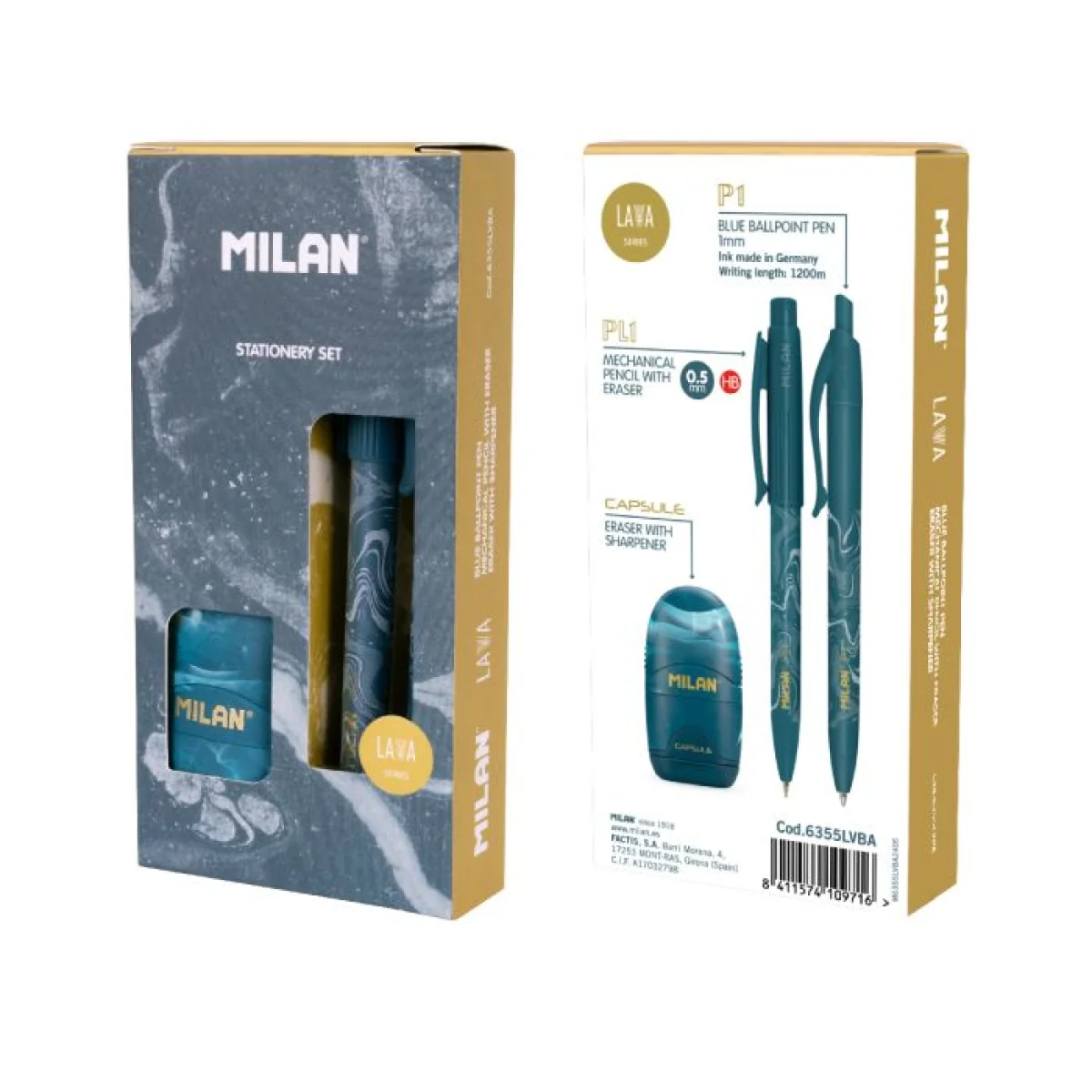 Boligraf + portamines i afilaborra blau Milan Lava 6355LVBA