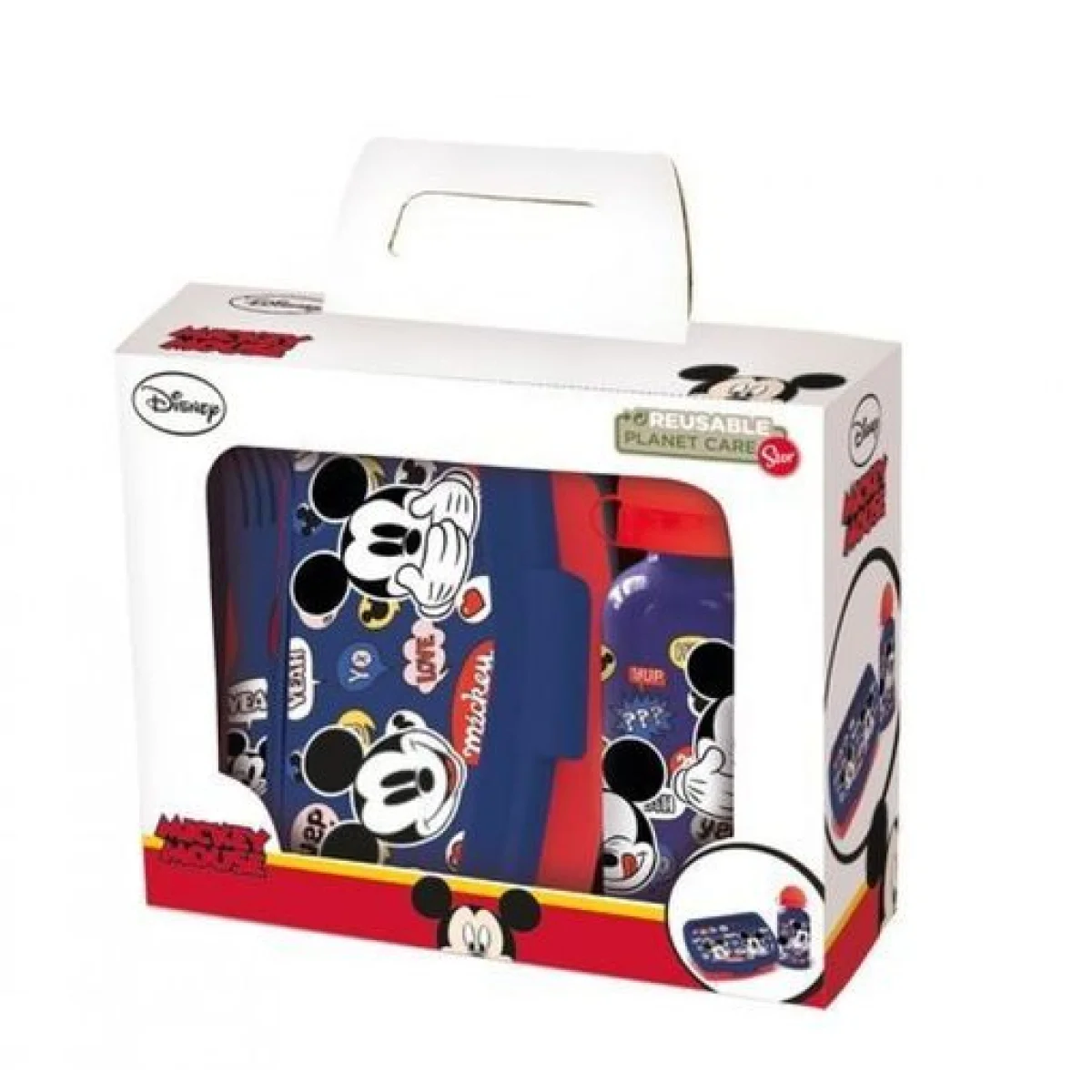 Set d'ampolla, carmanyola i coberts Happy Smiles Mickey Safta 50163