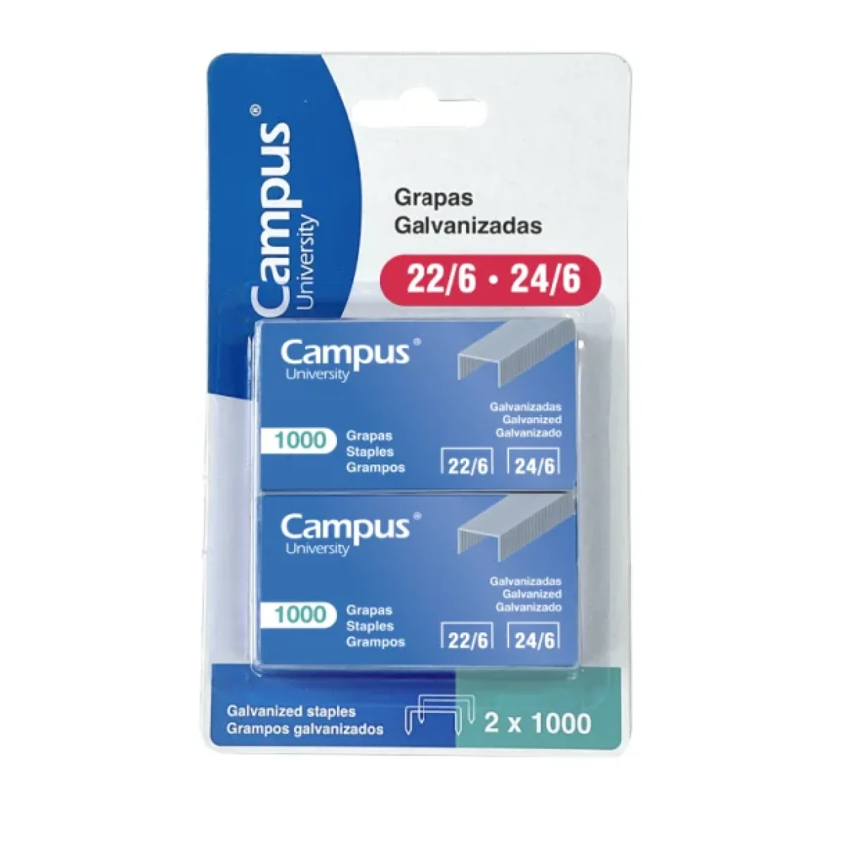 Grapa 22/6-24/6 cobreades Plus -blíster 2 caixes- 040863