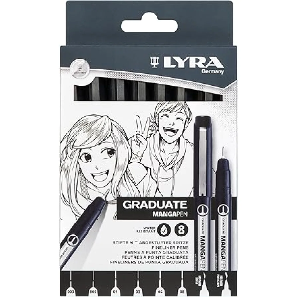Set 8 bolígrafs calibrarts Manga Pen Graduate Lyra L6781080