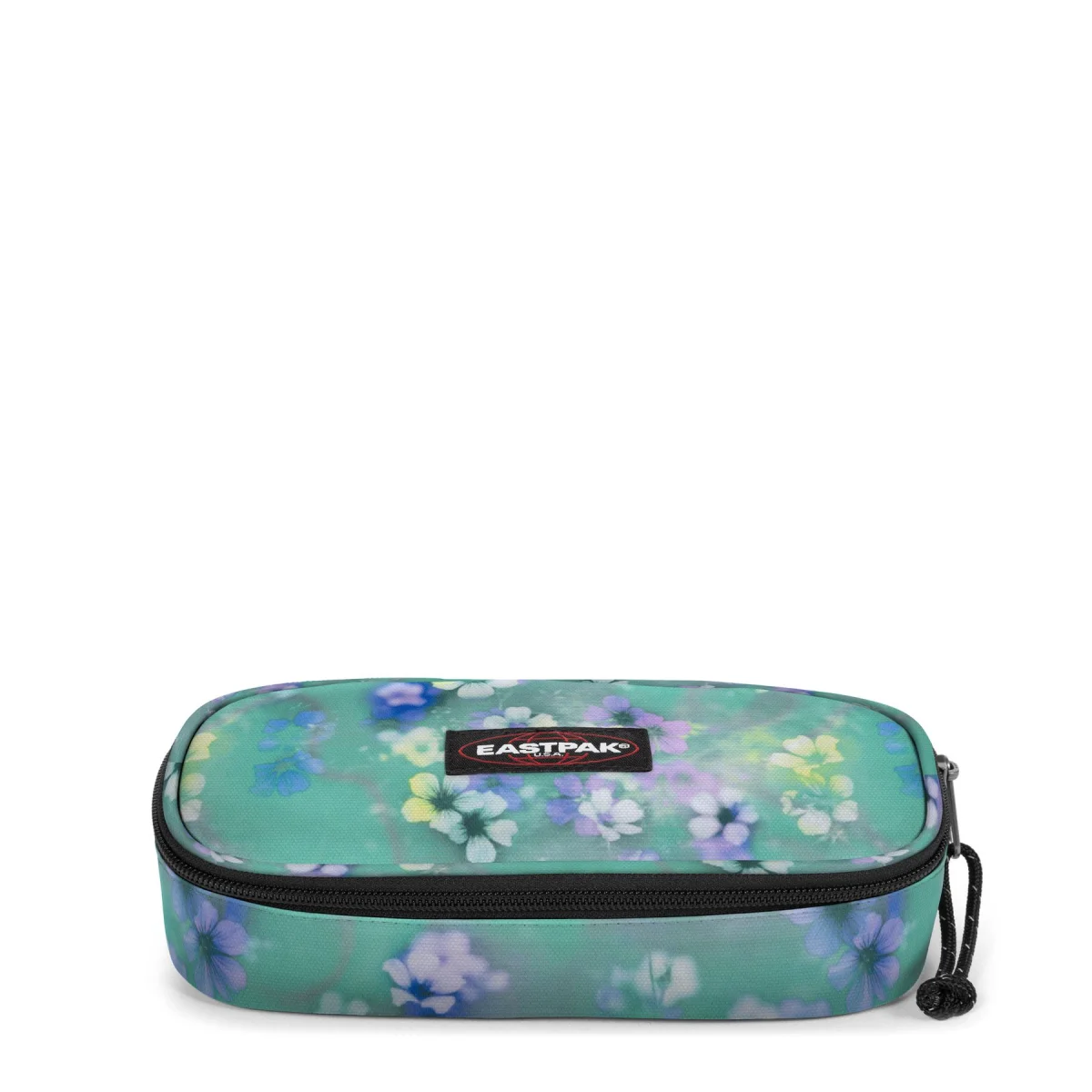 Estoig 1 cremallera blau Flora Fade Aqua Denim Eastpak Oval