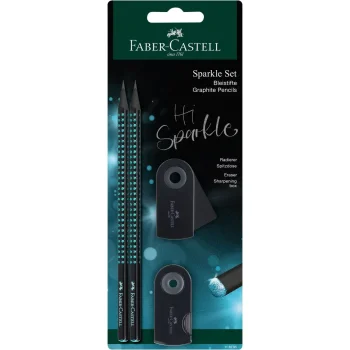 Llapis, goma i maquineta negre/ocean Sparkle Faber Castell 118295