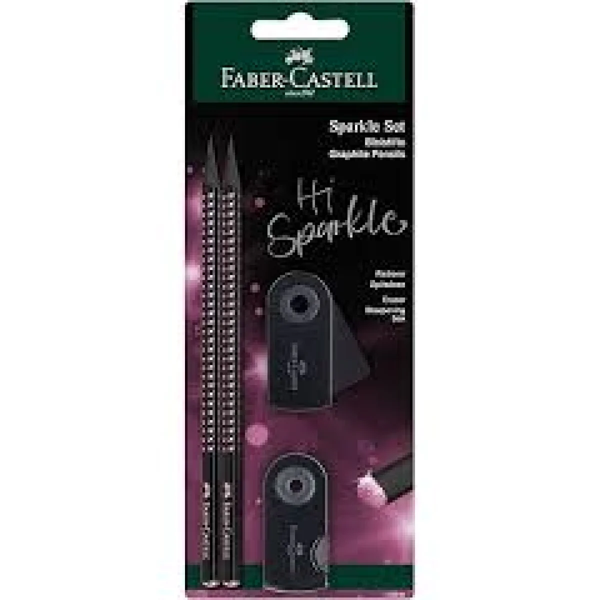 Llapis, goma i maquineta rosa/ocean Sparkle Faber Castell 118296