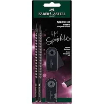 Llapis, goma i maquineta rosa/ocean Sparkle Faber Castell 118296