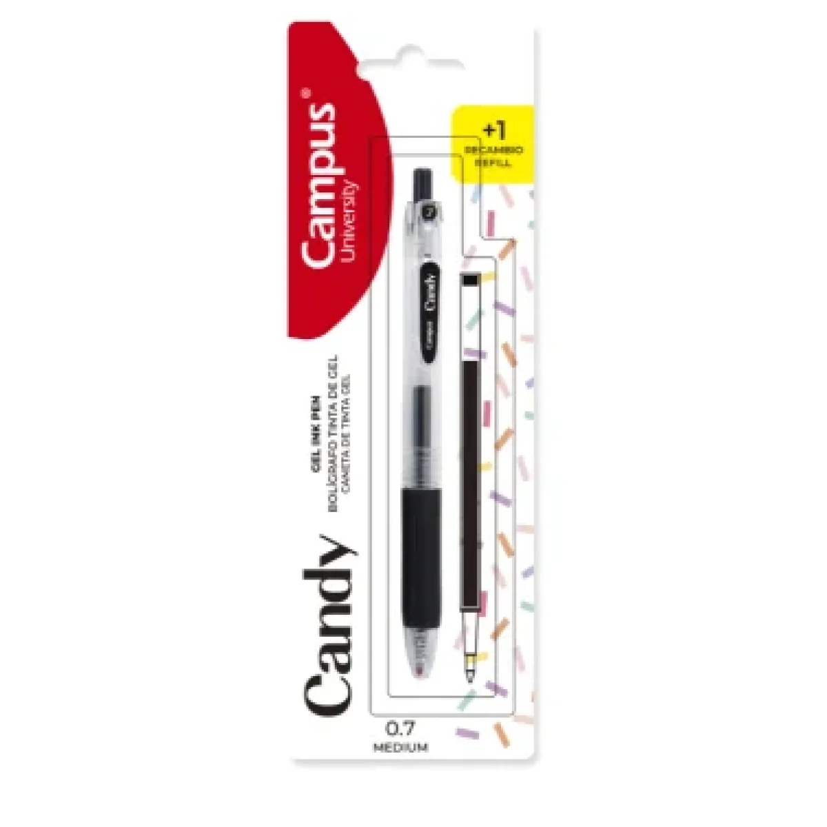 Bolígraf + recanvi tinta gel negre 0,7 mm Campus Candy 081729