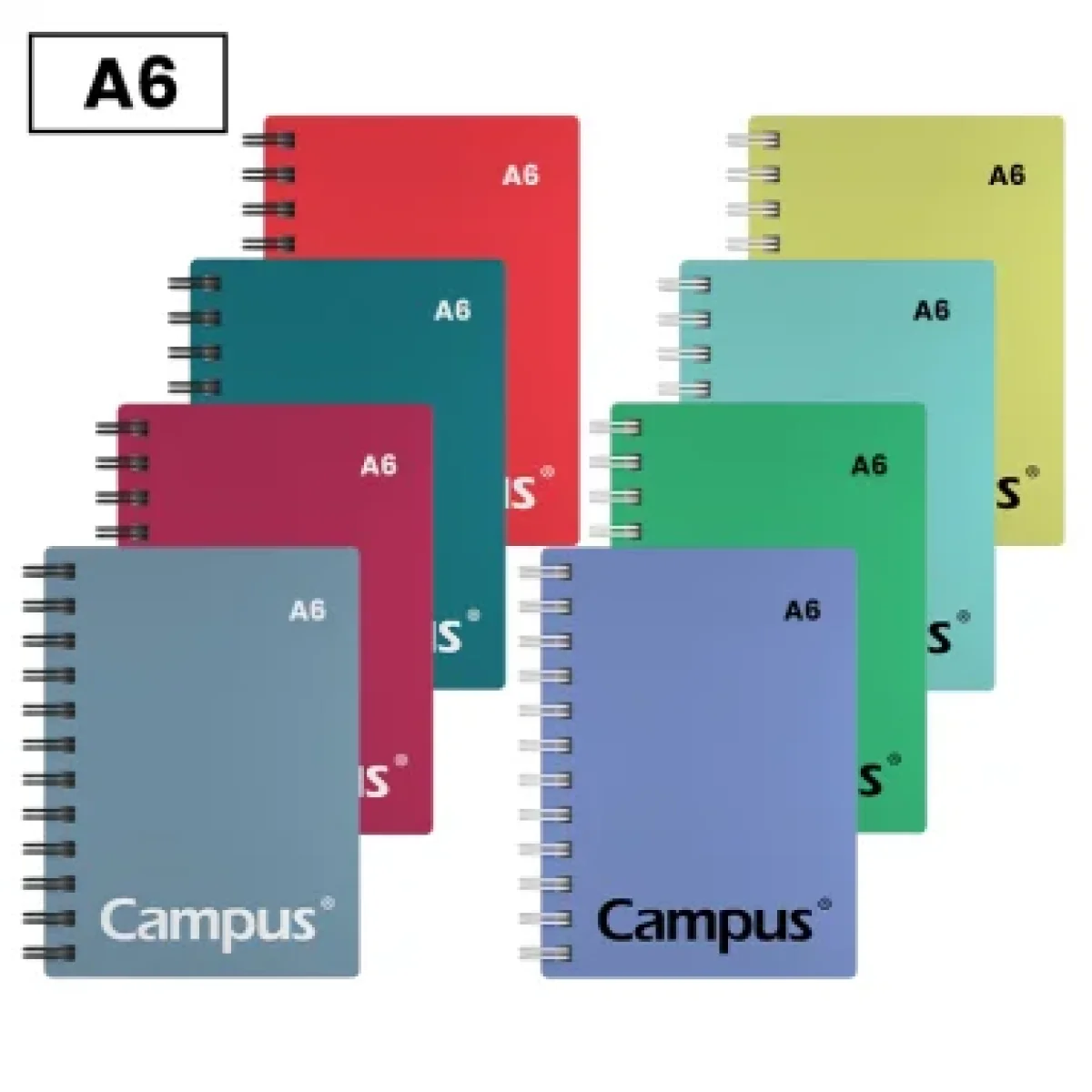 Bloc espiral apaïsat A6 60 fulls 80g 4mm Campus 003588
