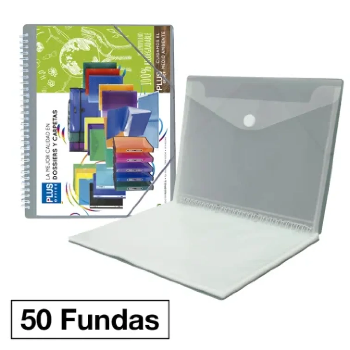 Carpeta 50 fundes espiral A4 amb gomes gris Manhattan Plus 181238