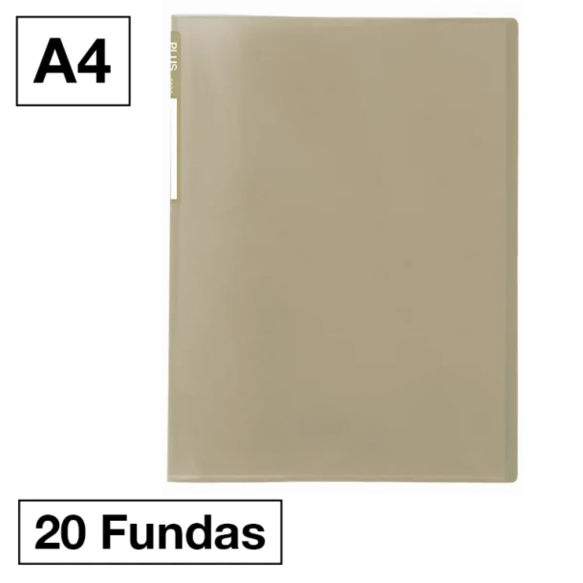 Carpeta 20 fundes fixes A4 transparent ocre verdós Plus 181225