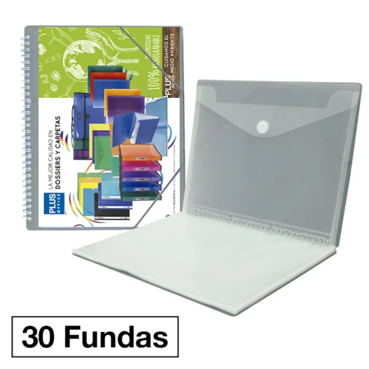 Carpeta 30 fundes espiral A4 amb gomes gris Manhattan Plus 181236