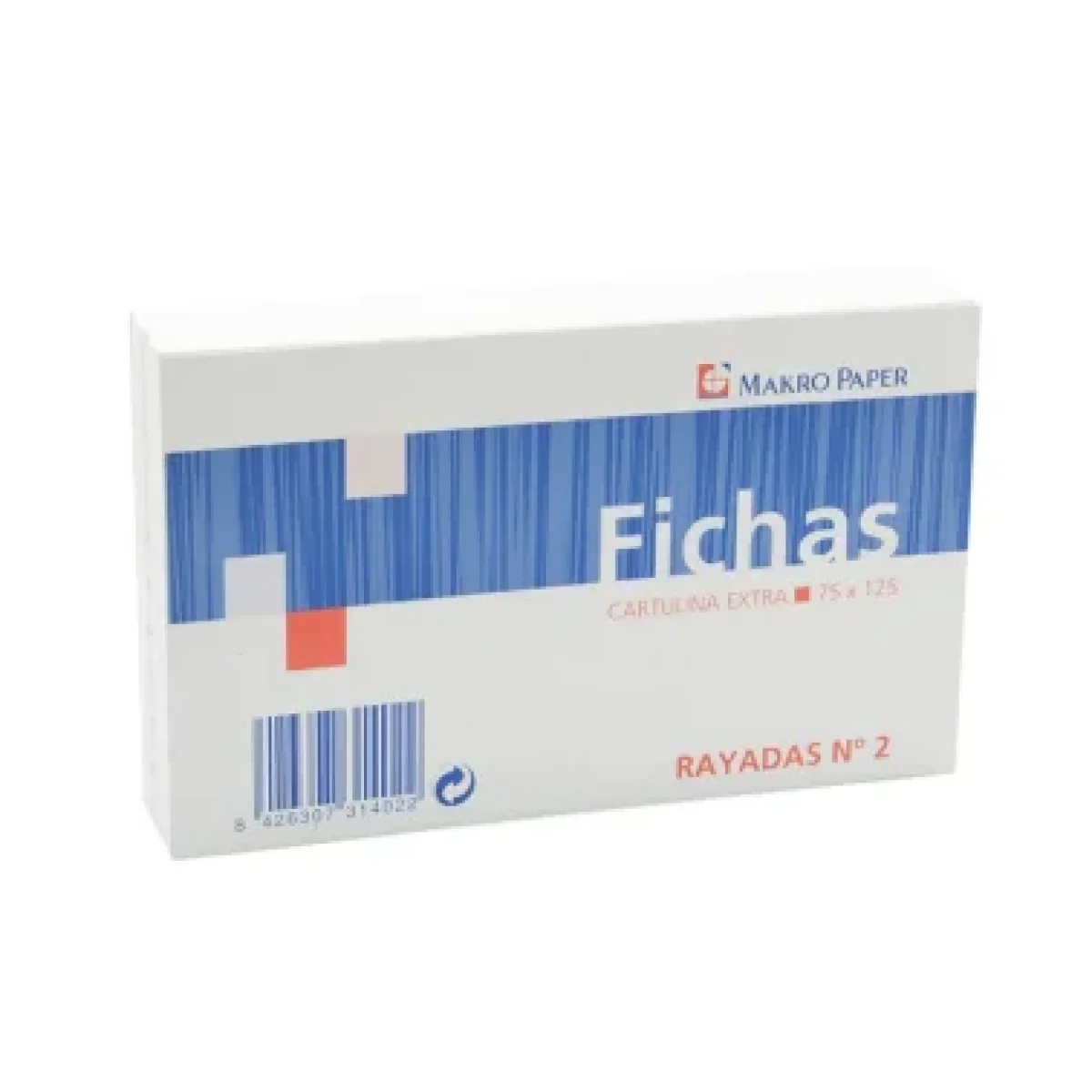 Fitxa ratllada horitzontal 75x125 Nº2  100f Plus 180318