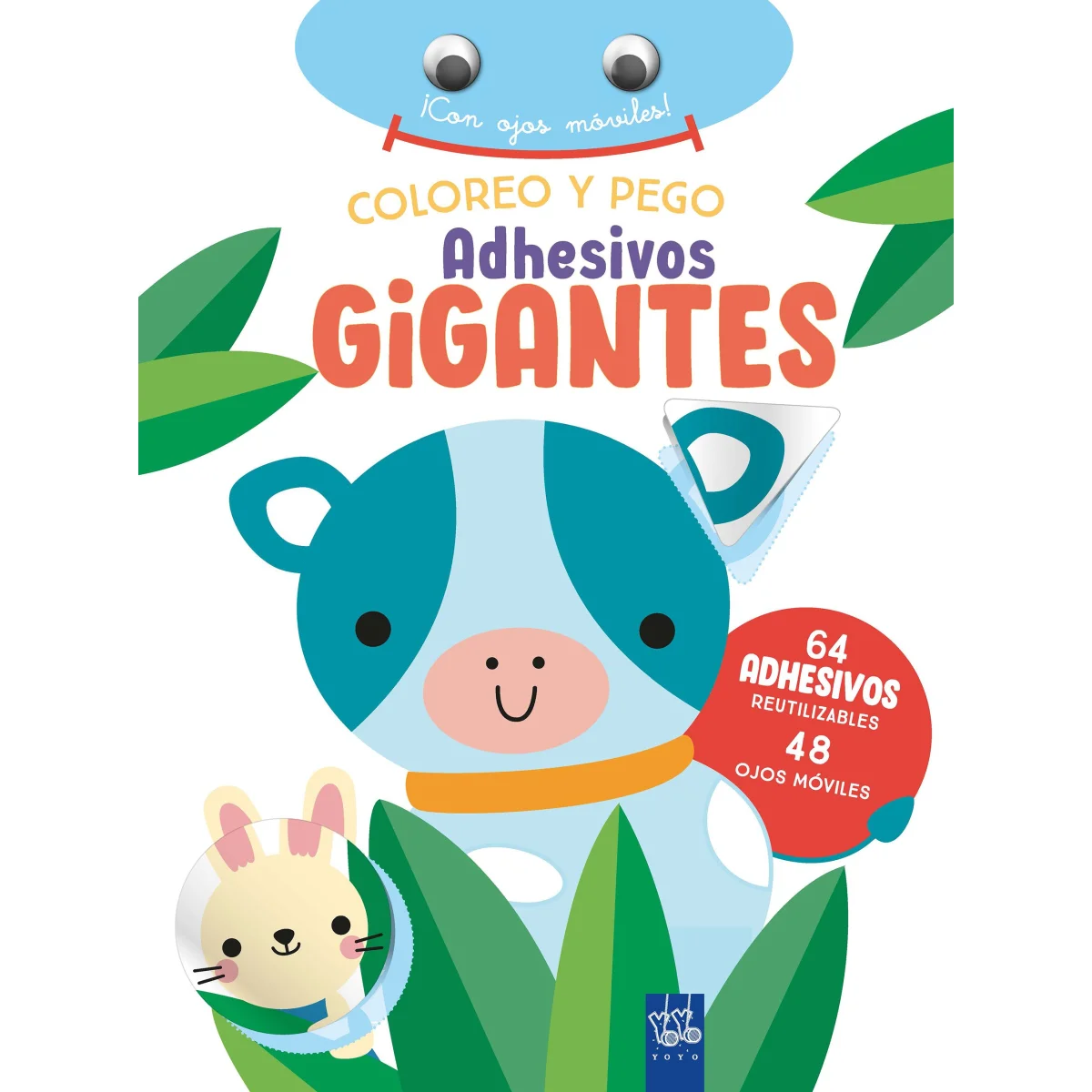 Coloreo y pego adhesivos gigantes. Vaca, Yoyo