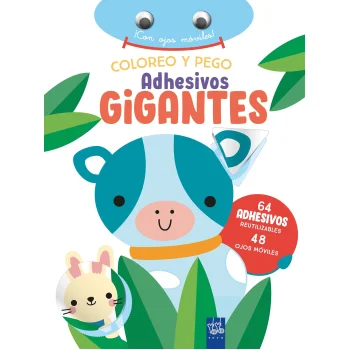 Coloreo y pego adhesivos gigantes. Vaca, Yoyo