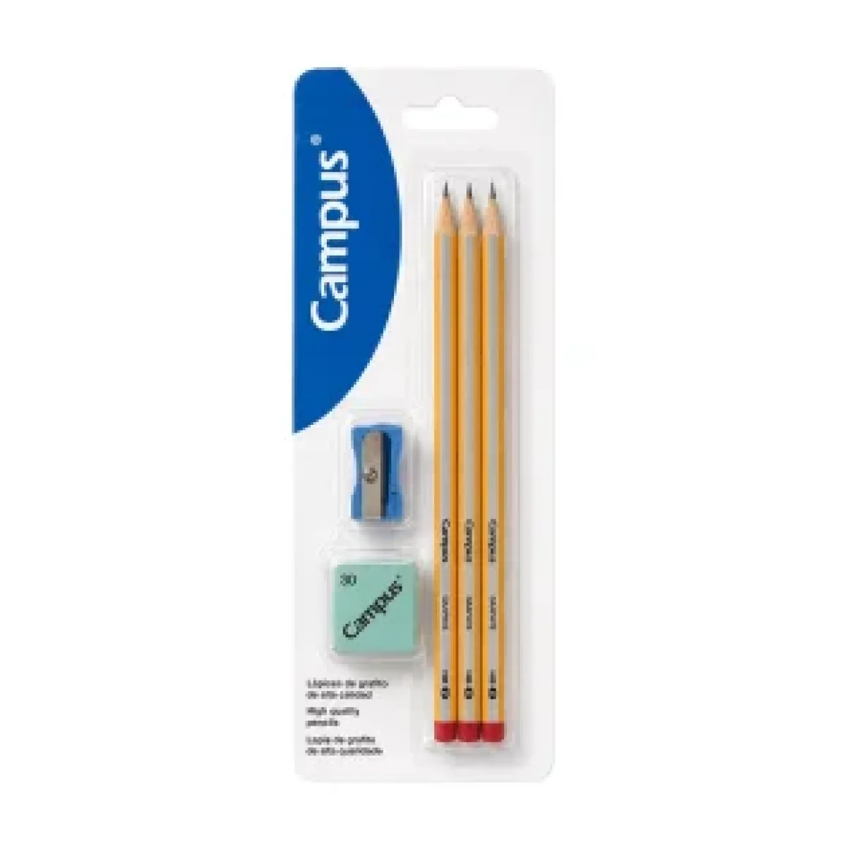 Set 3 llapis, goma i maquineta Campus 081862