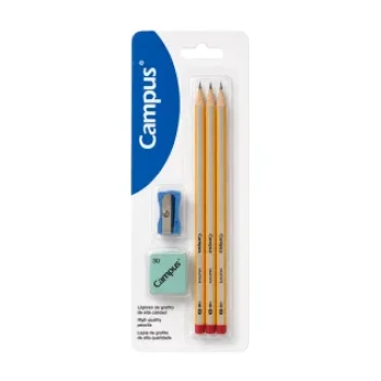 Set 3 llapis, goma i maquineta Campus 081862
