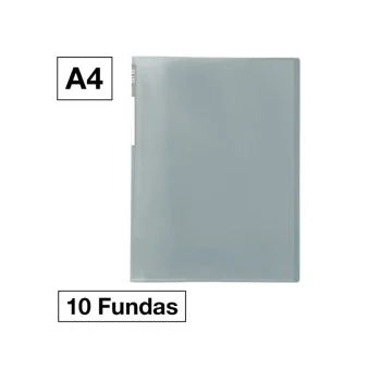 Carpeta 10 fundes fixes A4 transparent gris Manhattan Plus 181220