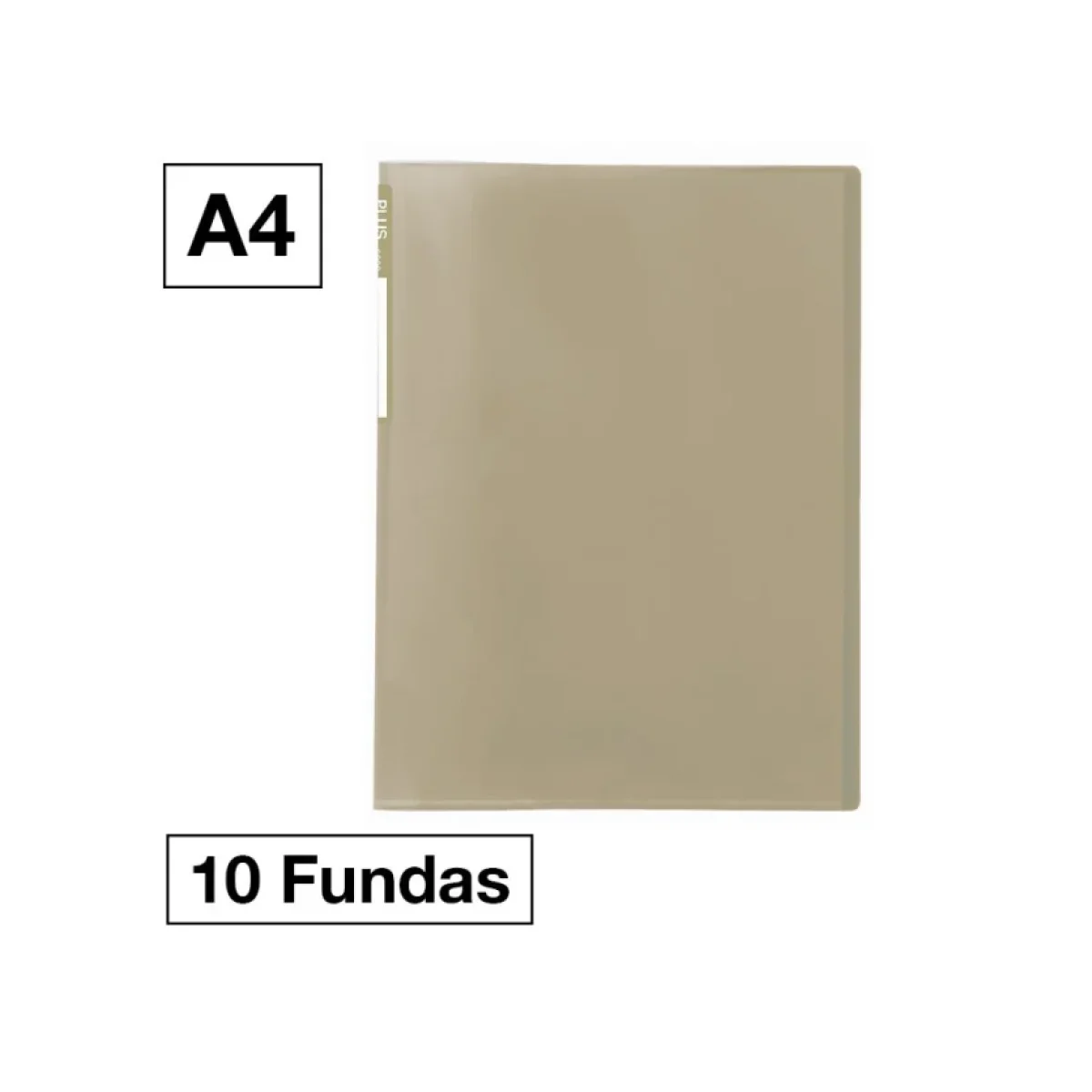 Carpeta 10 fundes fixes A4 transparent ocre verdós Plus 181222